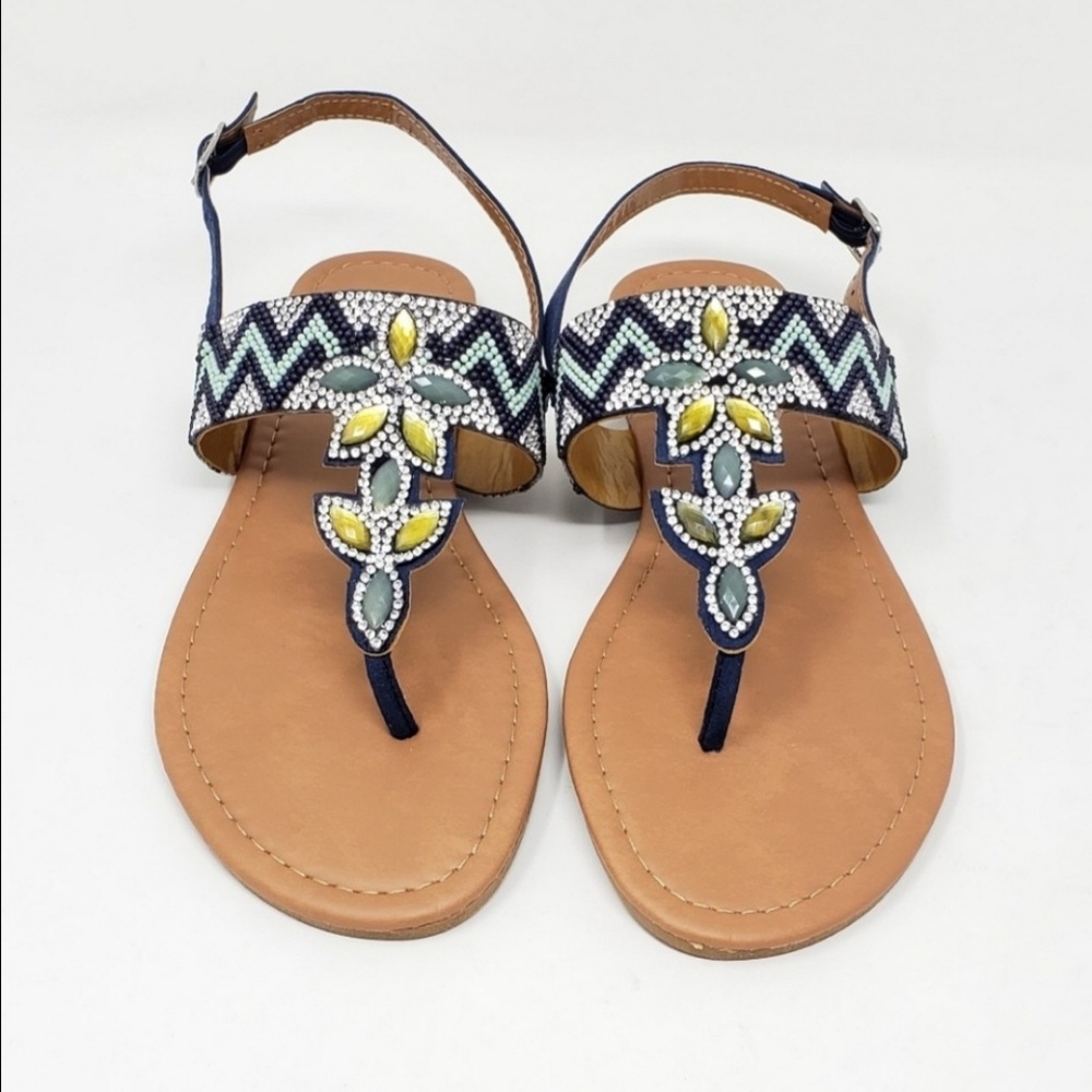 Rhinestone t-strap sandals